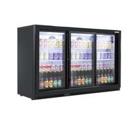 Baridi Back Bar Drinks Fridge/Cooler with Double Glazed Glass Sliding Door & Security Lock for Commercial & Domestic Settings 307, Black - DH337