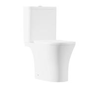 Baridi Close Coupled Toilet with Open Back, Soft Close Seat, Dual Flush Cistern & Rimless Flush, White Gloss - DH332