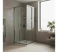 Baridi Corner Entry Shower Enclosure 800 x 800 x 1850mm with 6mm Tempered Glass, Chrome - DH298