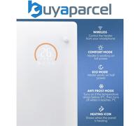 Baridi Electric Glass Panel Heater, 1500W, Thermostat Controlled 24Hr 7 Day Timer, Wi-Fi Enabled, Remote Control, White - DH138
