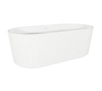 Baridi Double Ended Gloss White Bath, Fluted Design, Slim Rim, Overflow System 150Cm Dh419