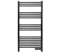 Baridi Electric Heated Towel Rail 1085 x 535mm with LED Display & Warming Mode, Black - DH371