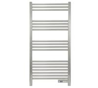 Baridi Electric Heated Towel Rail 1085 x 535mm with LED Display & Warming Mode, Silver - DH372