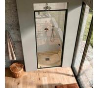 Baridi Hinged Shower Door 800 X 1850mm, 6mm Tempered Glass, Reversible Installation - Black - Dh307