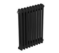 Baridi Horizontal Traditional 2 Column Radiator 600 x 427mm, 9 Fins, Efficient Heat Output, Central Heating, Black - DH361