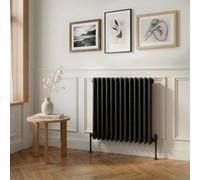 Baridi Horizontal Traditional 2 Column Radiator 600 X 607mm Black