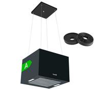 Baridi Island Cooker Hood, 3-Speed 40Cm, Led Lights, Energy Class A, 630M3/h Airflow, Black - Dh109
