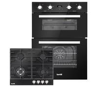 Baridi Kitchen Appliance Bundle 60cm, 72cm Built-Under Double Oven & Black Glass Gas Hob - DH449