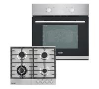 Baridi Kitchen Appliance Bundle 60cm, Integrated Fan-Assisted Oven & Stainless-Steel Gas Hob - DH447