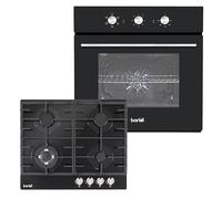 Baridi Kitchen Appliance Bundle 60cm, Integrated Fan-Assisted Oven with Timer & Black Glass Gas Hob - DH448