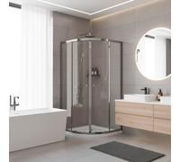 Baridi Quadrant Shower Enclosure 900 x 900 x 1850mm with 6mm Tempered Glass, Chrome - DH302