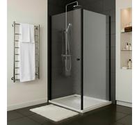 Baridi Side Panel for Sliding Shower Doors, 6mm Tempered Glass, 800 x 1850mm, Black - DH297
