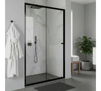 Baridi Sliding Shower Door 1000 X 1850mm, 6mm Tempered Glass, Reversible Installation - Black - Dh293