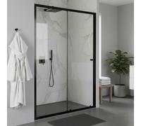 Baridi Sliding Shower Door 1200 x 1850mm, 6mm Tempered Glass, Black DH295
