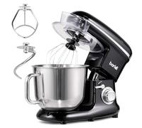 Baridi Stand Mixer, 6L Stainless Steel Bowl, Supplied with Dough Hook, Egg Whisk and Beater, 1500W, Black - DH173