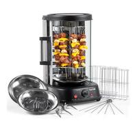Baridi Vertical 360° Rotisserie Smokeless Grill, Kebabs, Gyros, Skewers, Roasts, Fish, 1500W, 21L, Timer, Black - DH216