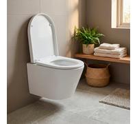 Baridi Wall Hung Toilet With Soft Close Seat & Rimless Flush, White Gloss, Dh335