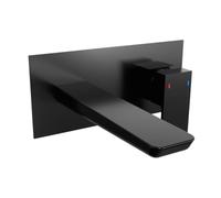 Baridi Wall Mounting Basin Mixer Tap, Square, Matt Black - DH397
