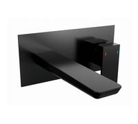 Baridi Wall Mounting Basin Mixer Tap, Square, Matt Black - DH397