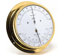 BARIGO 930MS Viking Thermo-Hygrometer, Diameter 155 mm, Polished Brass Casing, Made in Germany