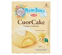 3X Barilla Mulino Bianco Cuor Cake Snack Filled with Lemon Cream ( 6 x 35g ) 210g Mini Cakes with Italian Lemons Without Palm Oil Sponge Cake