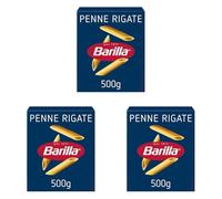 Barilla Penne Rigate - Authentic Italian Pasta Made with Durum Wheat - Classic Short Shape Pasta - For Pasta Bakes - Single Pack of 3 x 500g