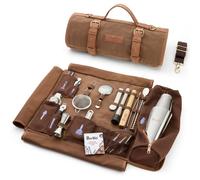 Barillio Bartender Bag Travel Bartender Kit Bag with Bar Tools | Professional 17-Piece Bar Tool Set with Portable Waxed Canvas Bag Including Shoulder Strap for Easy Carry | Travel Cocktail Set……
