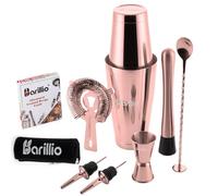 Barillio Rose Gold Boston Shaker Set - Stainless-Steel, Weighted Martini Cocktail Shaker Set w/Strainer & Mixer - Mixology Bartender Kit - Bar Set for The Home - 9-pc Drink Shaker Set - Bar Tools