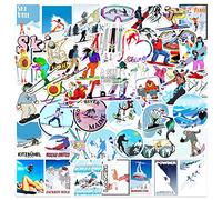Barisc Vinyl Stickers of Skiing, 50-Pack Durable Sport Decals of Skier for Skateboard Snowboard Laptop Water Bottle Computer Guitar Bicycle Car Bumper, Graffiti Stickers for Kids Teens Boys Girls
