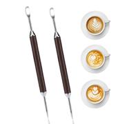 Barista 2pc Latte Art Pen, Double-Ended 304 Stainless Steel & Ebony Wood Coffee Stylus Tools for Home Cafe, Professional Espresso Accessories for Beginners and Gift - Coffee Station Accessories