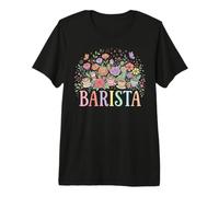 Barista Coffee Floral Pastel Whimsical Design Premium T-Shirt