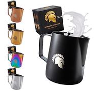 Barista Legends® Milk Jug Stainless Steel Black 350ml with Special Latte Art Pourer - Stainless Steel Milk Jug - Barista Accessories