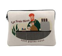 Barista Métier Café 12-13 Inch Computer and Tablet Case Linen Look - Les Vrais Heroes - Printed in France