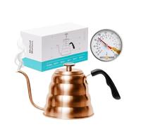 Barista Warrior Gooseneck Kettle with Thermometer - 1.2L Pour Over Coffee & Tea Kettle, Copper Coated Stainless Steel Gooseneck Kettle Pot, Precision Pour Drip Spout, Suitable for All-Stoves (40 floz)