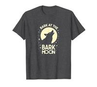Bark at The Bark Moon: Howling Wolf Starry Night T-Shirt, Men, Dark Heather Grey, S