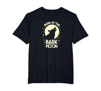 Bark at The Bark Moon: Howling Wolf Starry Night T-Shirt, Men's Big and Tall, Black, 2X Tall