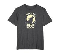 Bark at The Bark Moon: Howling Wolf Starry Night T-Shirt, Men's Big and Tall, Dark Heather Grey, 6X Tall