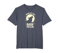 Bark at The Bark Moon: Howling Wolf Starry Night T-Shirt, Men's Big and Tall, Heather Blue, 6X Tall