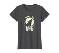 Bark at The Bark Moon: Howling Wolf Starry Night T-Shirt, Women, Dark Heather Grey, S