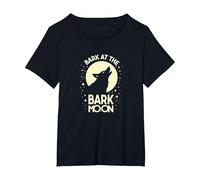 Bark at The Bark Moon: Howling Wolf Starry Night T-Shirt, Women's Plus, Black, 3X