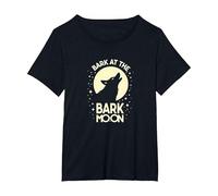 Bark at The Bark Moon: Howling Wolf Starry Night T-Shirt, Women's Plus, Black, 6X