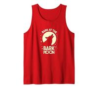 Bark at The Bark Moon: Howling Wolf Starry Night Tank Top, Men, Red, S