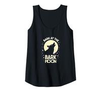Bark at The Bark Moon: Howling Wolf Starry Night Tank Top, Women, Black, S