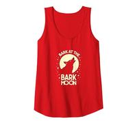 Bark at The Bark Moon: Howling Wolf Starry Night Tank Top, Women, Red, S