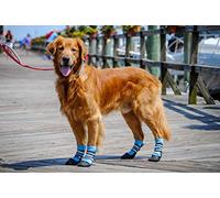 Bark Brite Lightweight Neoprene Paw Protector Dog Boots Designed for Comfort and Breathability in 5 Sizes (Blue Lg)