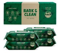 Bark & Clean - 440 Dog Wipes for Cleaning and Deodorizing 4 Pack of 110 Bamboo Pet Wipes 8.5 x 9 Compostable