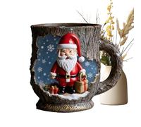 Bark Crack Texture Drinkware - Christmas Coffee Cups with Handle | Bark Crack Texture Drinkware Cups with Santa Design Ideal for Traveling, Home, Table Centerpieces, Housewarming, and Party Use