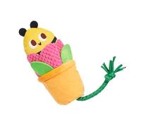 BARK Dog Toy Pollen Nate Bee Squeaky Toy For Dogs, Crazy Crinkle Plush With Pull Through T-Shirt Rope, Designed For Extra Small/Small Dogs