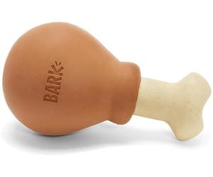 Bark Dog Toy Super Chewer Turkey Drumstick - Small, Chicken Scented Naural Rubber, Easy to Grip & Chew, Built to Last