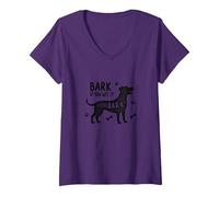 Bark If You Get It Dog Lover Pun Humor Graphic V-Neck T-Shirt, Women, Purple, S